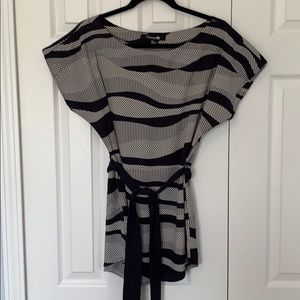 Women’s Navy Patterned Belted Blouse Size: S